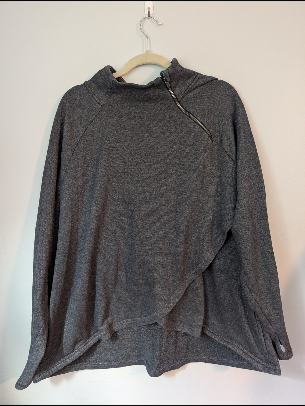 RBX Charcoal Gray Asymmetrical Zip Turtleneck Sweater